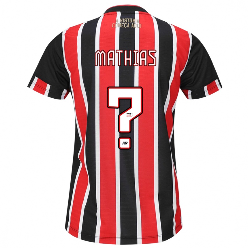 Enfant Football Maillot Leandro Mathias #0 Noir Rouge Blanc Tenues Extérieur 2024/25