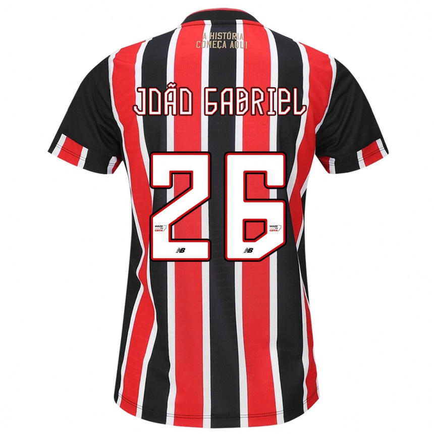 Enfant Football Maillot João Gabriel #26 Noir Rouge Blanc Tenues Extérieur 2024/25