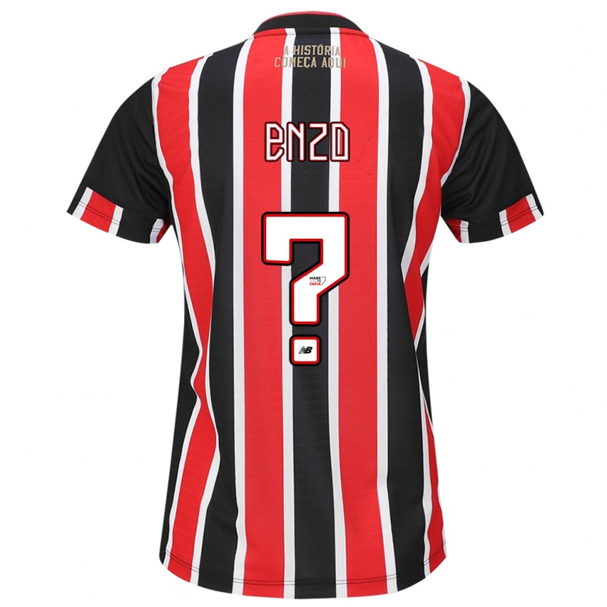 Enfant Football Maillot Enzo Thomaz #0 Noir Rouge Blanc Tenues Extérieur 2024/25