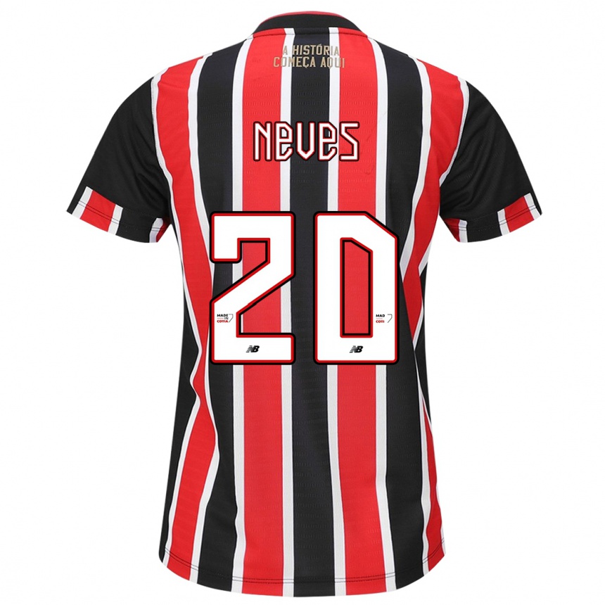 Enfant Football Maillot Gabriel Neves #20 Noir Rouge Blanc Tenues Extérieur 2024/25