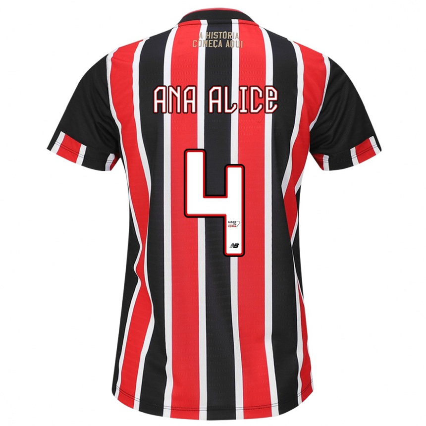 Enfant Football Maillot Ana Alice Luciano Da Silva #4 Noir Rouge Blanc Tenues Extérieur 2024/25