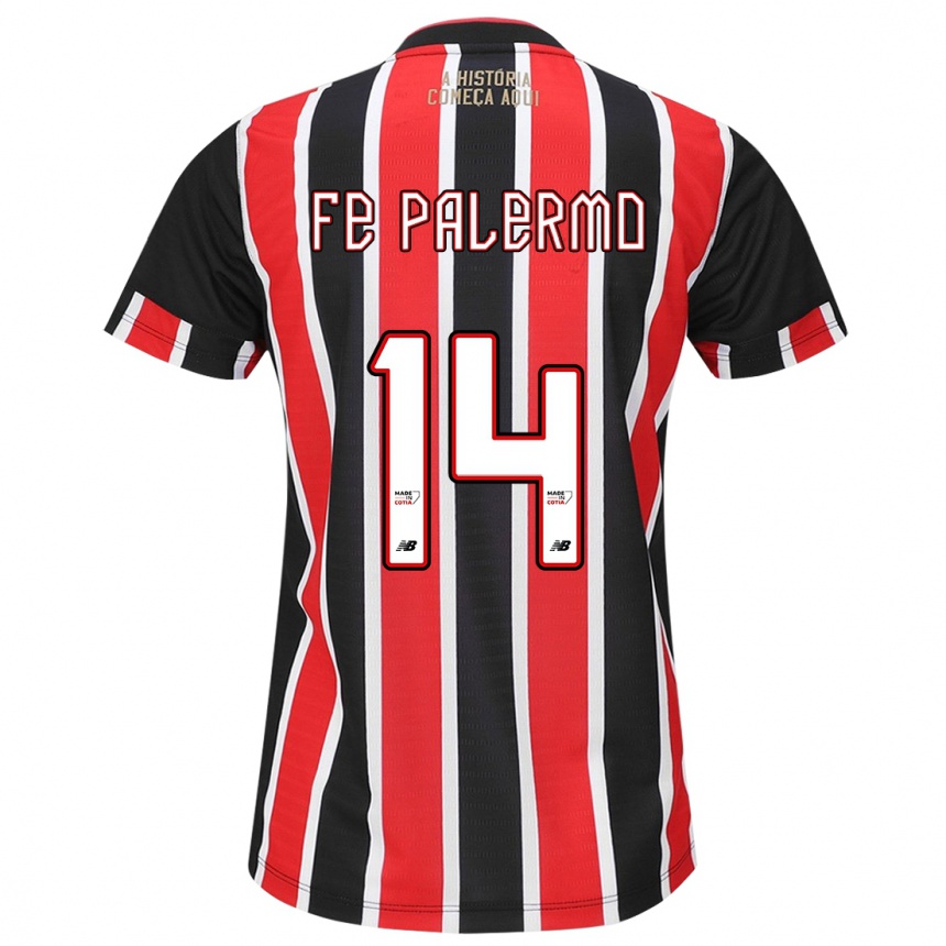 Enfant Football Maillot Fe Palermo #14 Noir Rouge Blanc Tenues Extérieur 2024/25