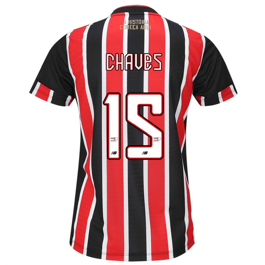 Enfant Football Maillot Carol Chaves #15 Noir Rouge Blanc Tenues Extérieur 2024/25