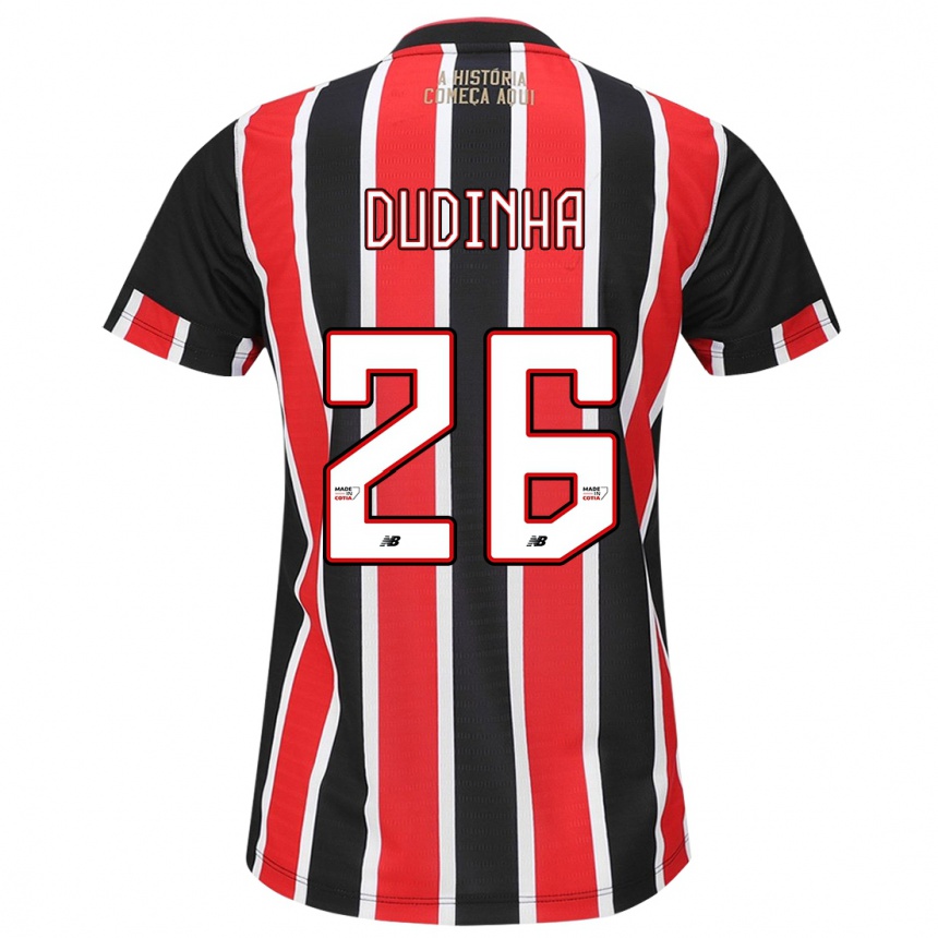 Enfant Football Maillot Dudinha #26 Noir Rouge Blanc Tenues Extérieur 2024/25