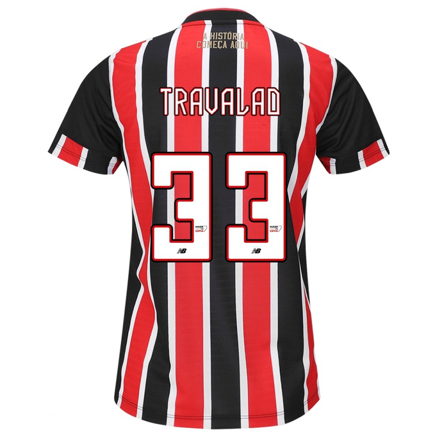 Enfant Football Maillot Rafa Travalão #33 Noir Rouge Blanc Tenues Extérieur 2024/25