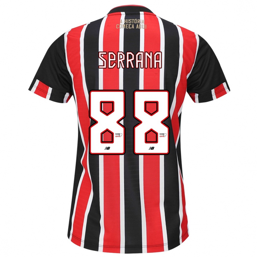 Enfant Football Maillot Serrana #88 Noir Rouge Blanc Tenues Extérieur 2024/25