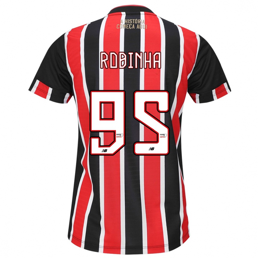 Enfant Football Maillot Robinha #95 Noir Rouge Blanc Tenues Extérieur 2024/25