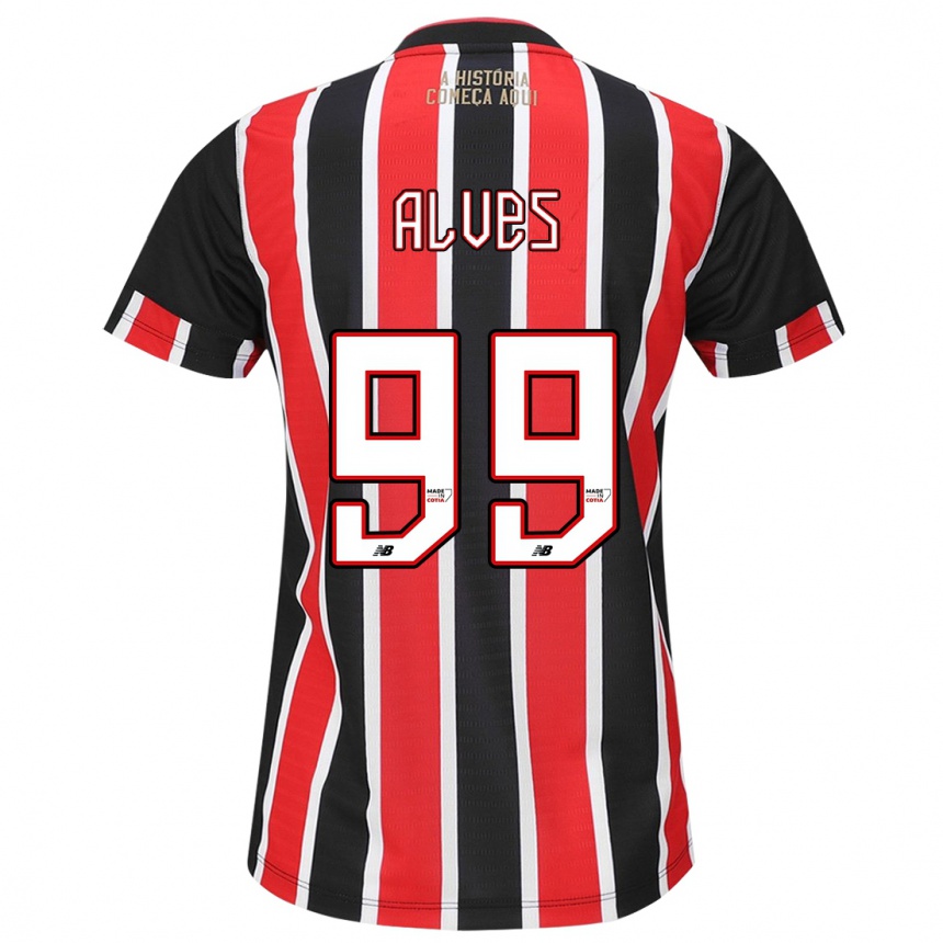 Enfant Football Maillot Letícia Alves #99 Noir Rouge Blanc Tenues Extérieur 2024/25