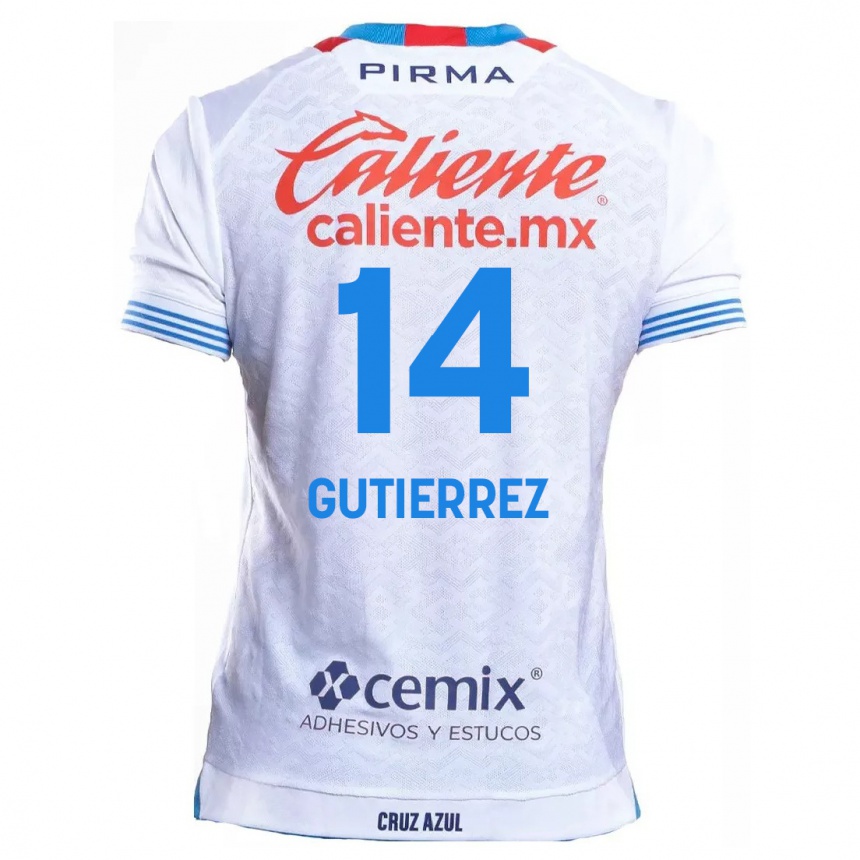 Enfant Football Maillot Alexis Gutiérrez #14 Blanc Bleu Tenues Extérieur 2024/25