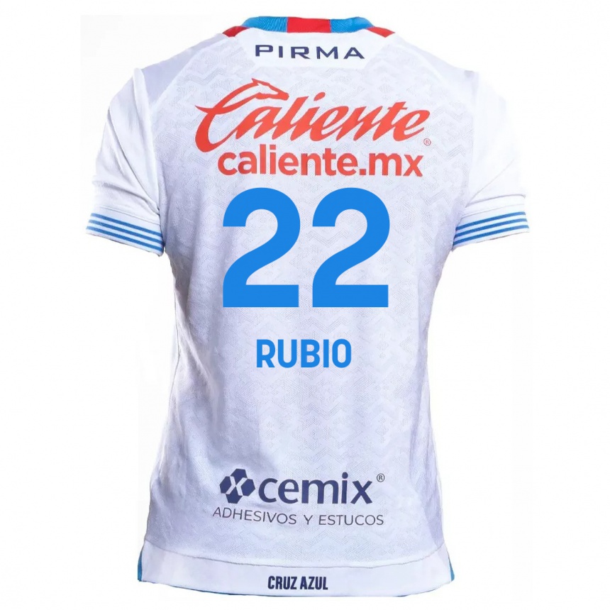 Enfant Football Maillot Raymundo Rubio #22 Blanc Bleu Tenues Extérieur 2024/25