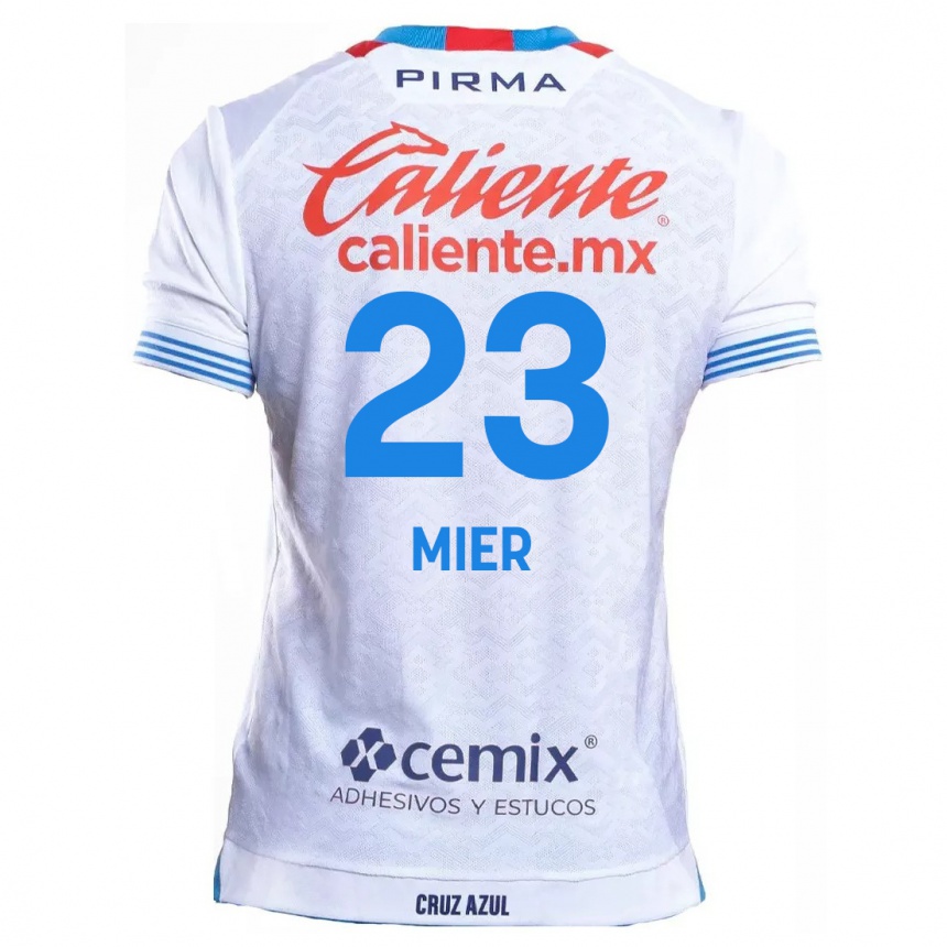 Enfant Football Maillot Kevin Mier #23 Blanc Bleu Tenues Extérieur 2024/25