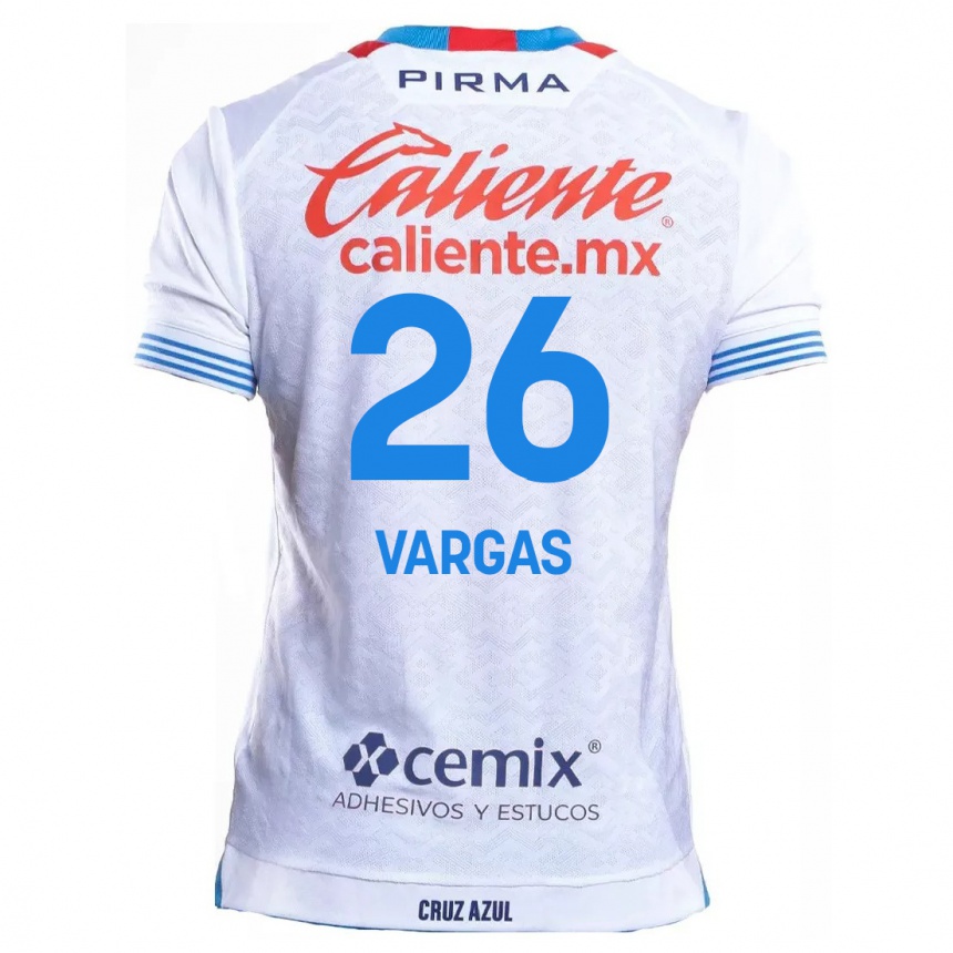 Enfant Football Maillot Carlos Vargas #26 Blanc Bleu Tenues Extérieur 2024/25