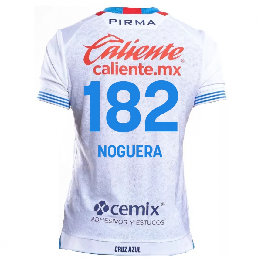 Enfant Football Maillot Heldrich Noguera #182 Blanc Bleu Tenues Extérieur 2024/25