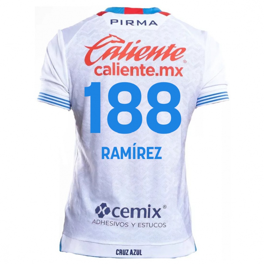 Enfant Football Maillot Diego Ramírez #188 Blanc Bleu Tenues Extérieur 2024/25