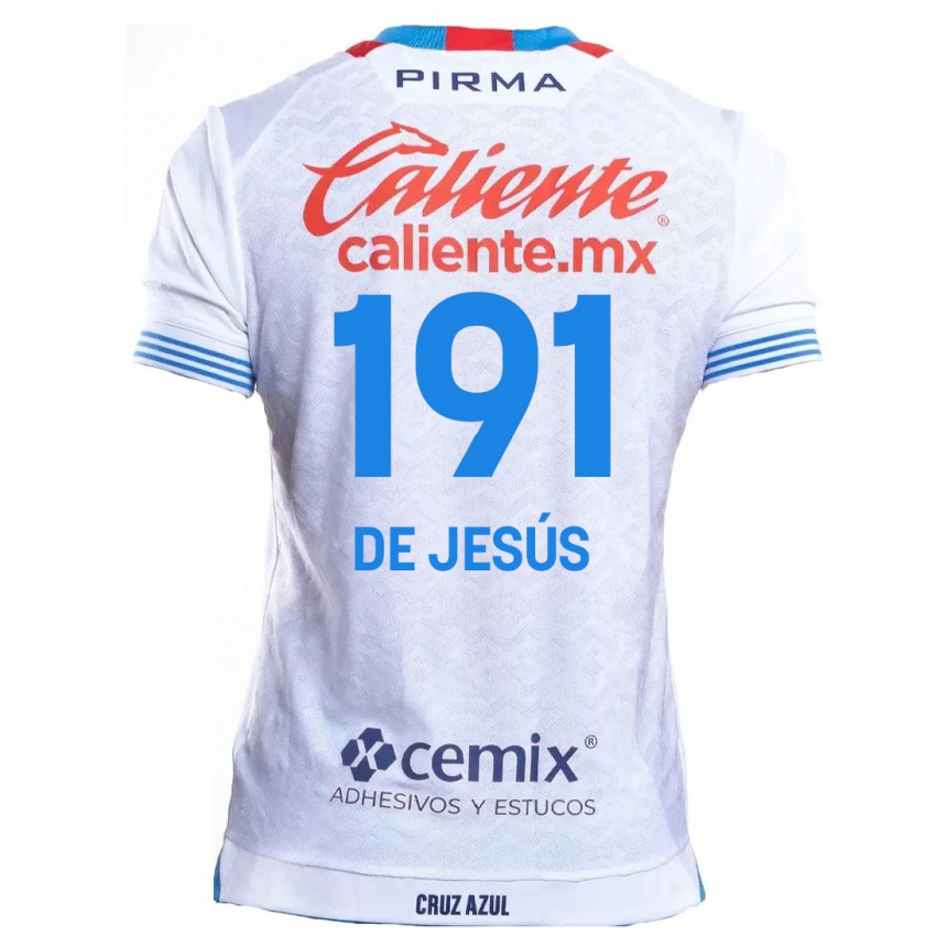 Enfant Football Maillot Luis De Jesús #191 Blanc Bleu Tenues Extérieur 2024/25