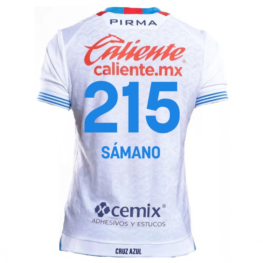 Enfant Football Maillot Fernando Sámano #215 Blanc Bleu Tenues Extérieur 2024/25