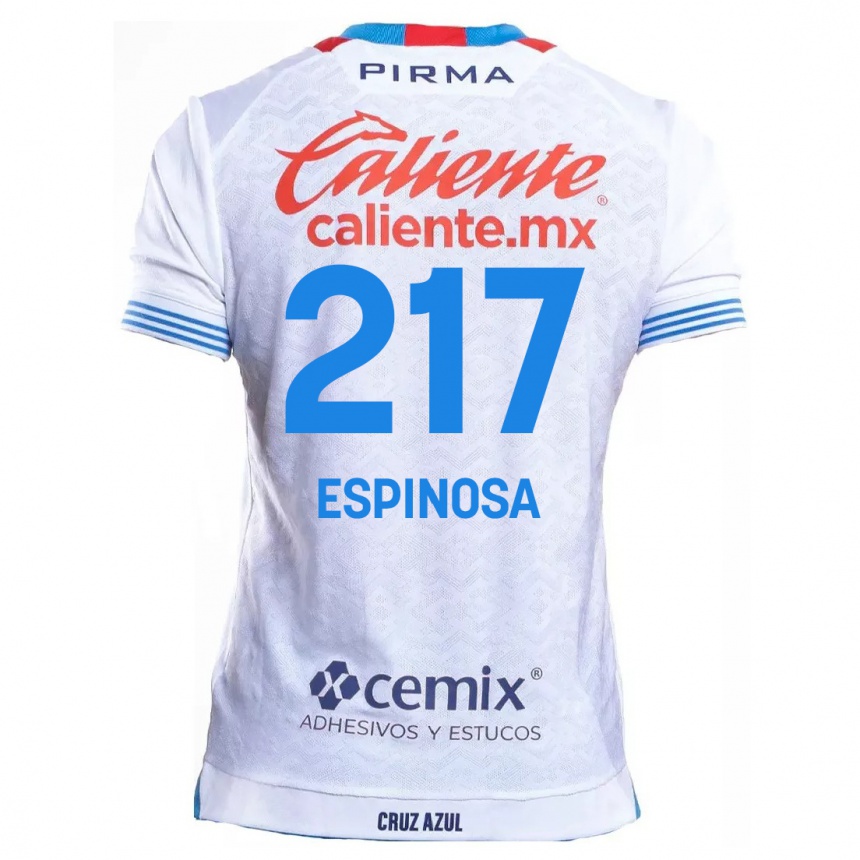 Enfant Football Maillot Samuel Espinosa #217 Blanc Bleu Tenues Extérieur 2024/25