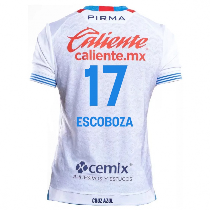 Enfant Football Maillot Alonso Escoboza #17 Blanc Bleu Tenues Extérieur 2024/25