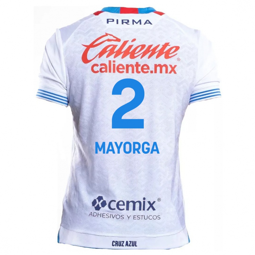 Enfant Football Maillot Alejandro Mayorga #2 Blanc Bleu Tenues Extérieur 2024/25