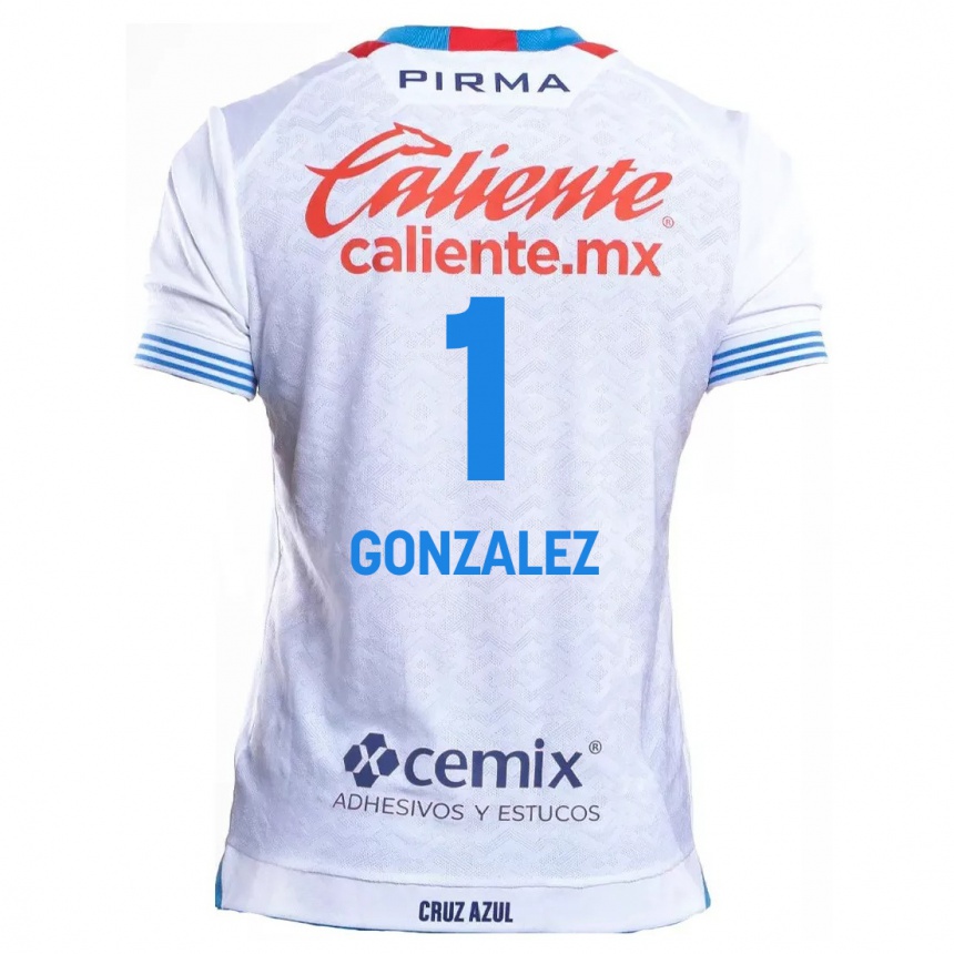 Enfant Football Maillot Itzayana Gonzalez #1 Blanc Bleu Tenues Extérieur 2024/25