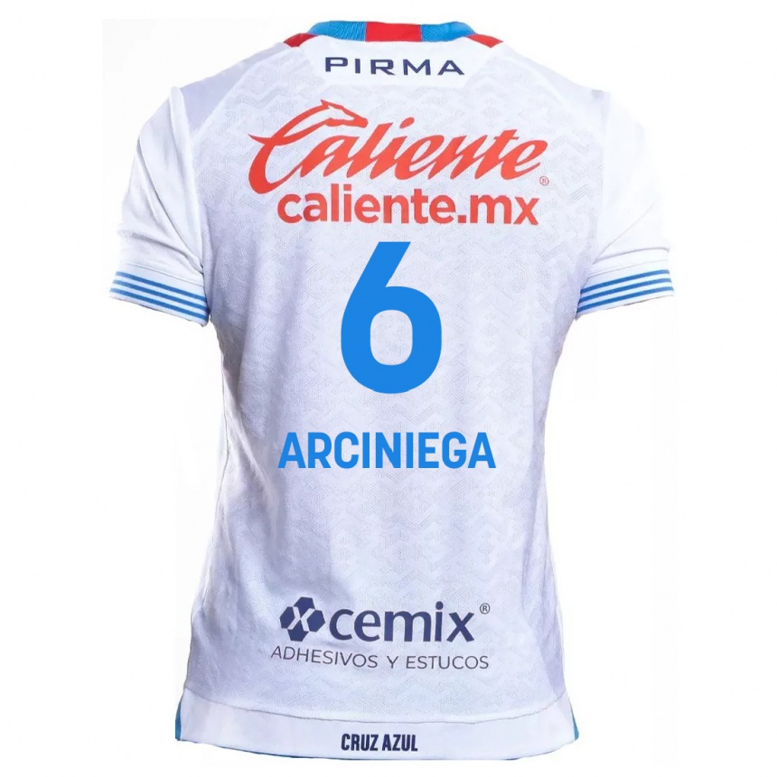 Enfant Football Maillot Mirelle Arciniega #6 Blanc Bleu Tenues Extérieur 2024/25