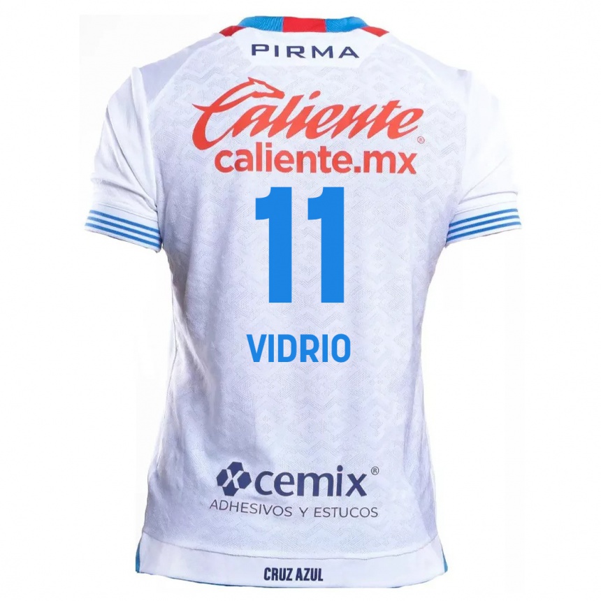 Enfant Football Maillot Nailea Vidrio #11 Blanc Bleu Tenues Extérieur 2024/25