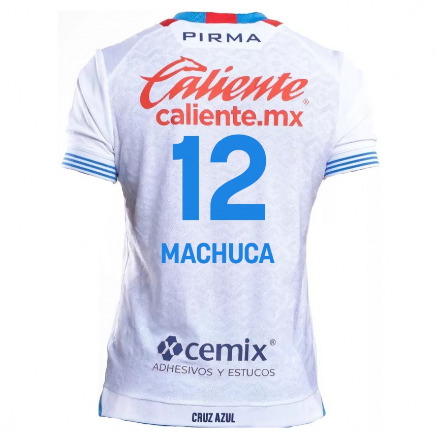 Enfant Football Maillot Gabriela Machuca #12 Blanc Bleu Tenues Extérieur 2024/25