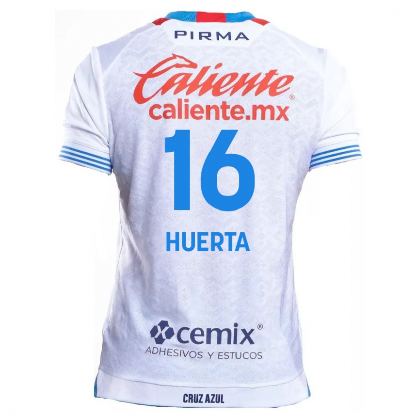 Enfant Football Maillot Ana Gabriela Huerta #16 Blanc Bleu Tenues Extérieur 2024/25