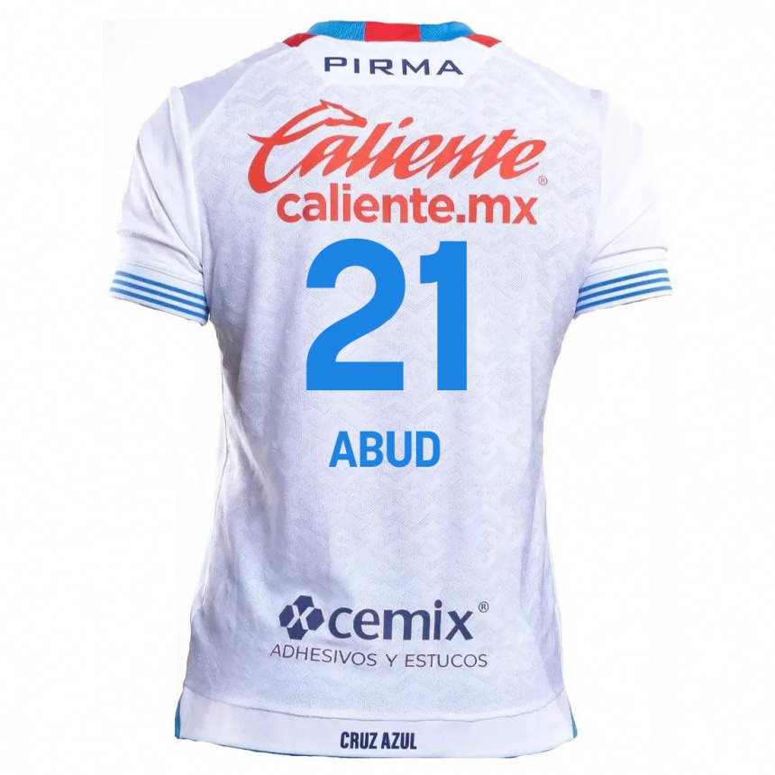 Enfant Football Maillot Karime Abud #21 Blanc Bleu Tenues Extérieur 2024/25