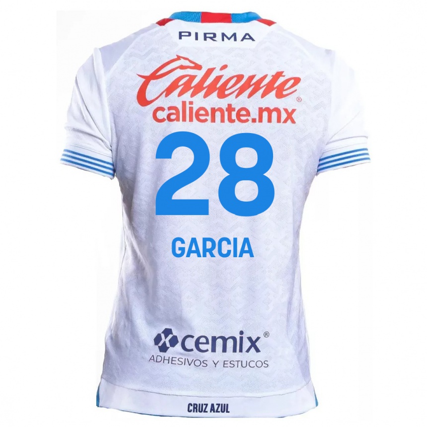 Enfant Football Maillot Ana Garcia #28 Blanc Bleu Tenues Extérieur 2024/25