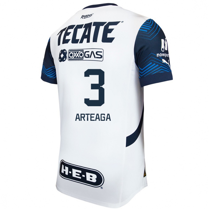 Enfant Football Maillot Gerardo Arteaga #3 Blanc Bleu Tenues Extérieur 2024/25