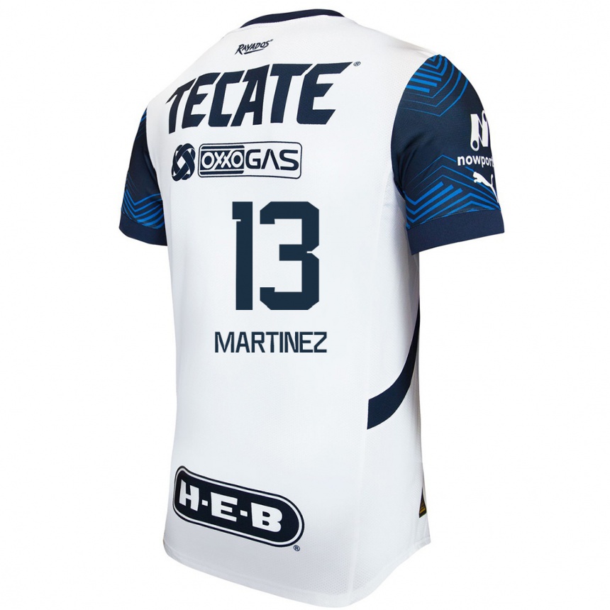 Enfant Football Maillot Jaziel Martínez #13 Blanc Bleu Tenues Extérieur 2024/25