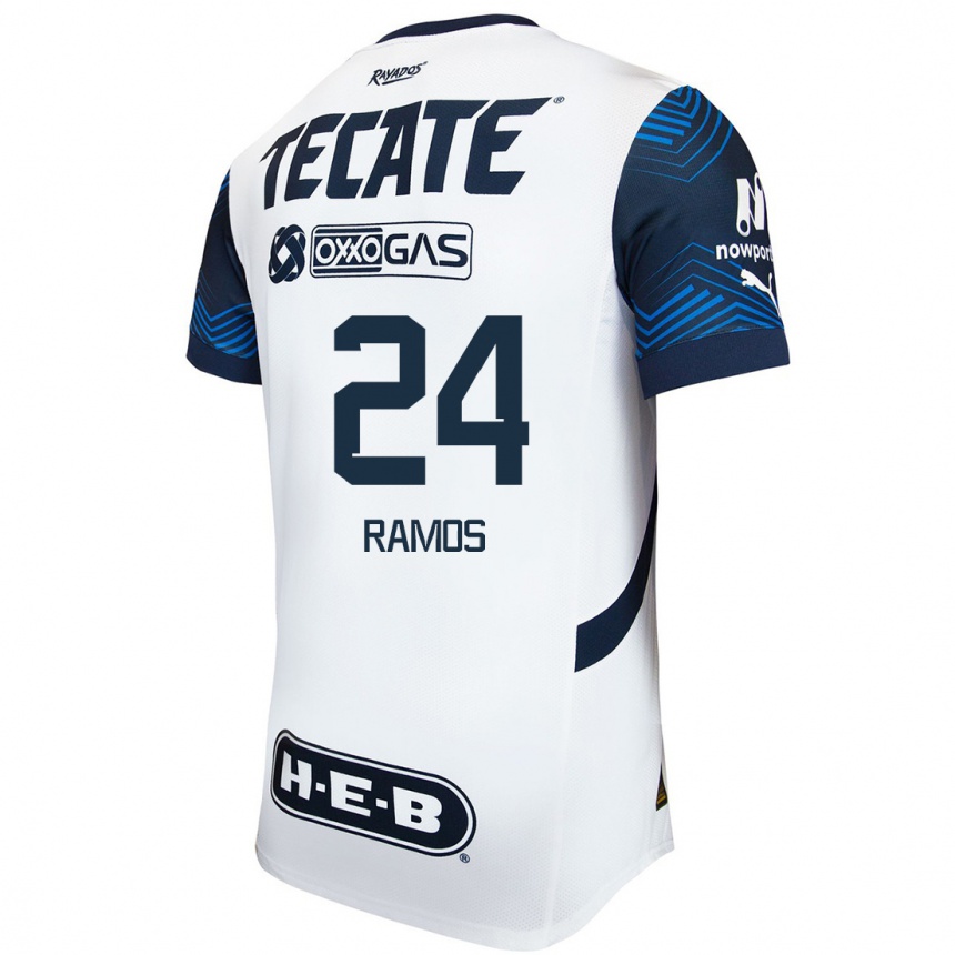 Enfant Football Maillot César Ramos #24 Blanc Bleu Tenues Extérieur 2024/25