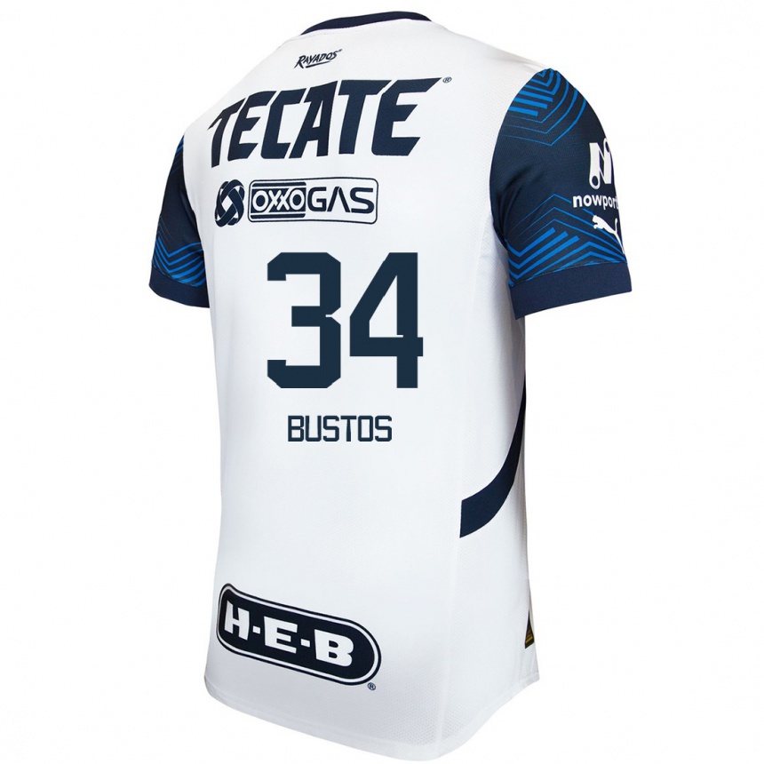 Enfant Football Maillot César Bustos #34 Blanc Bleu Tenues Extérieur 2024/25