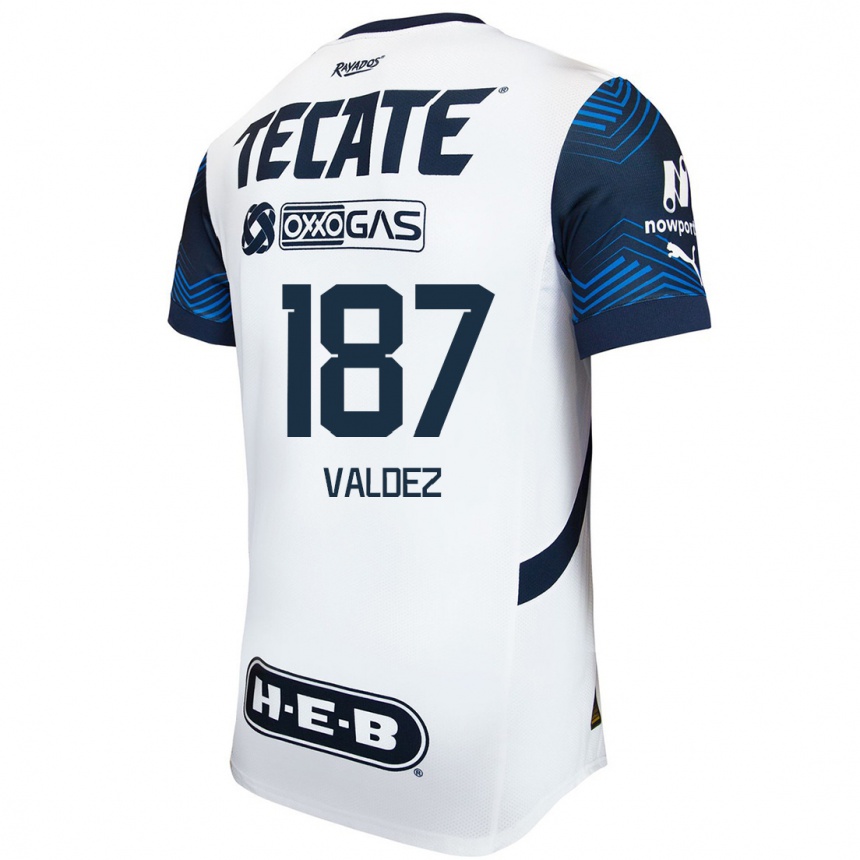 Enfant Football Maillot Érick Valdez #187 Blanc Bleu Tenues Extérieur 2024/25