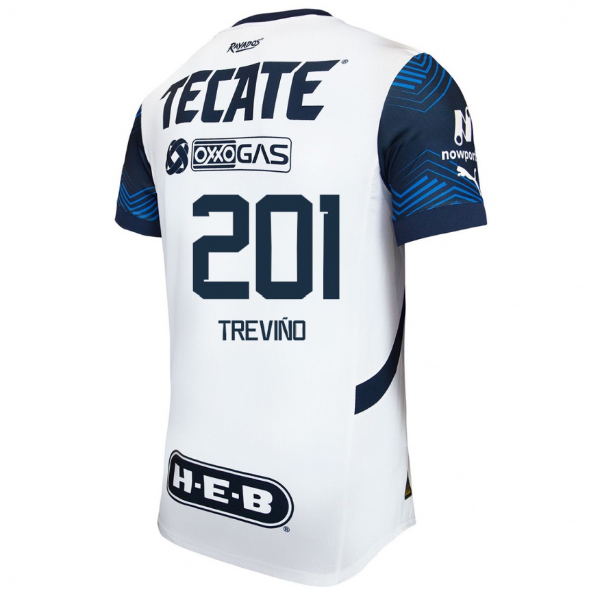 Enfant Football Maillot José Treviño #201 Blanc Bleu Tenues Extérieur 2024/25