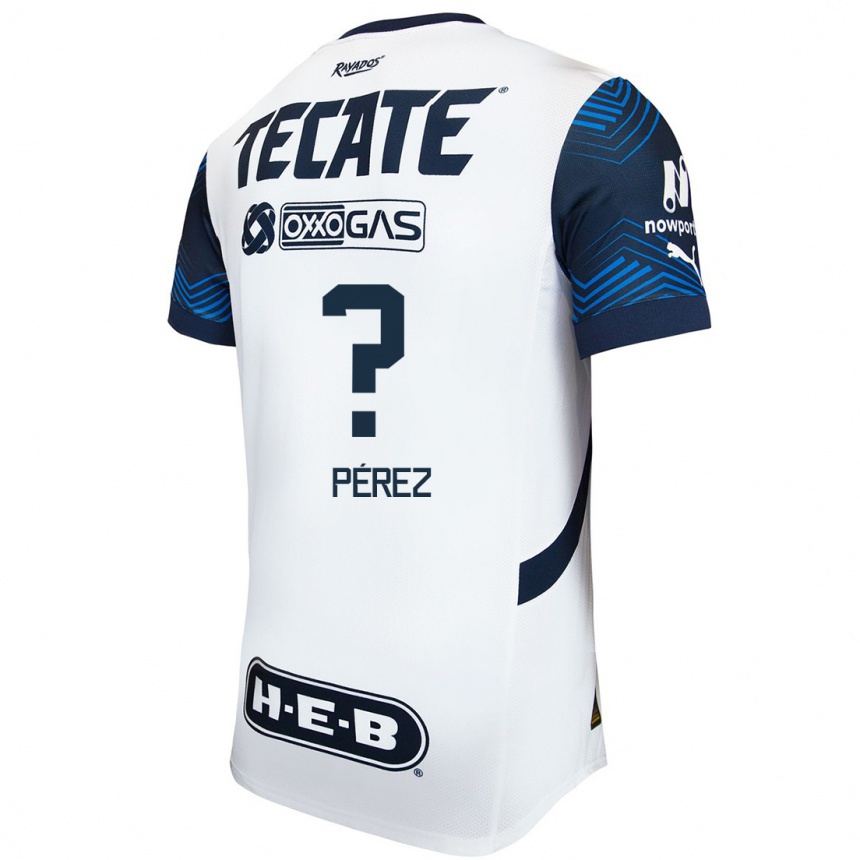 Enfant Football Maillot Axel Pérez #0 Blanc Bleu Tenues Extérieur 2024/25