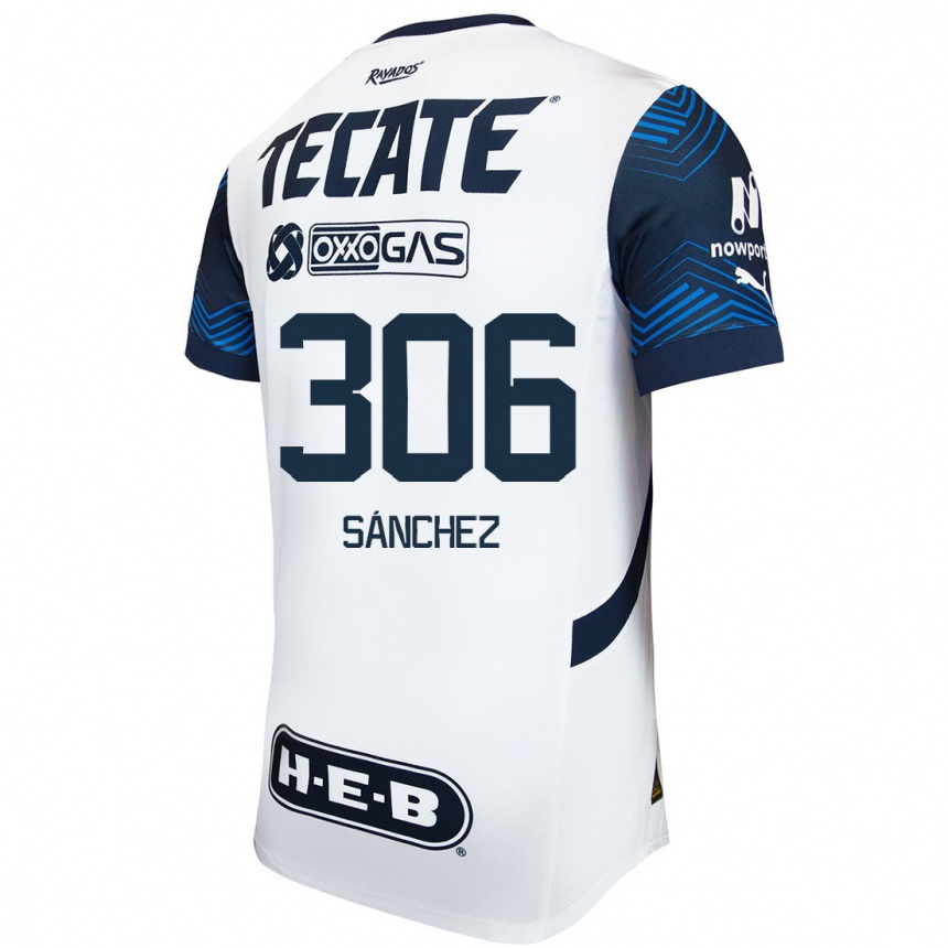 Enfant Football Maillot Jorge Sánchez #306 Blanc Bleu Tenues Extérieur 2024/25