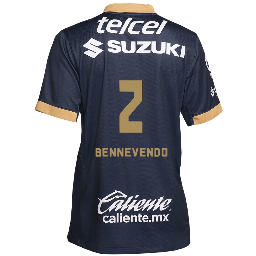 Enfant Football Maillot Pablo Bennevendo #2 Obsidienne Or Blanc Tenues Extérieur 2024/25