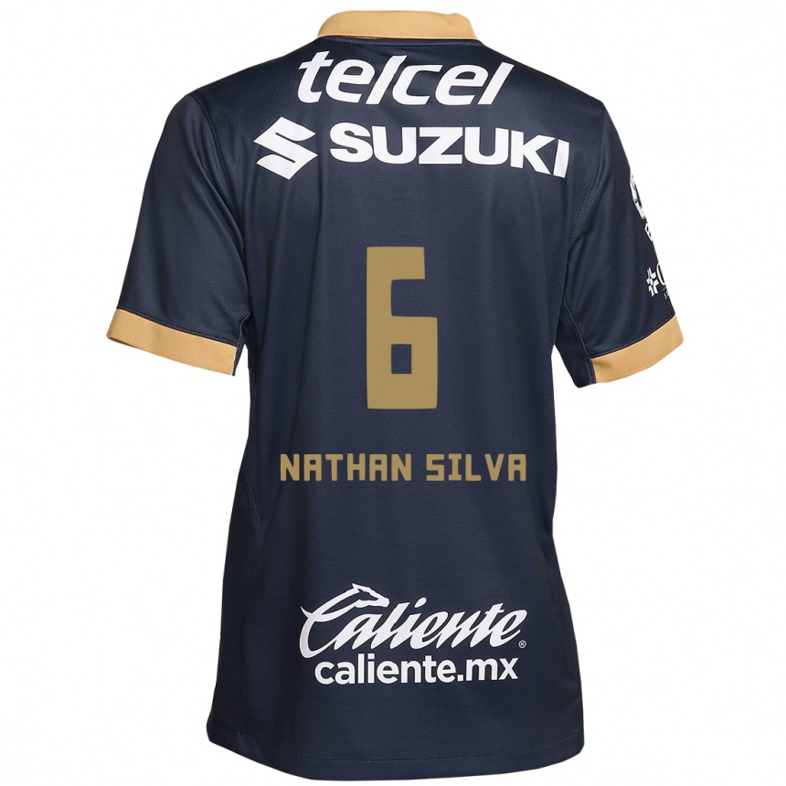 Enfant Football Maillot Nathan Silva #6 Obsidienne Or Blanc Tenues Extérieur 2024/25