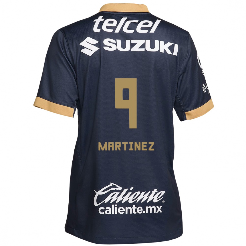 Enfant Football Maillot Guillermo Martínez #9 Obsidienne Or Blanc Tenues Extérieur 2024/25