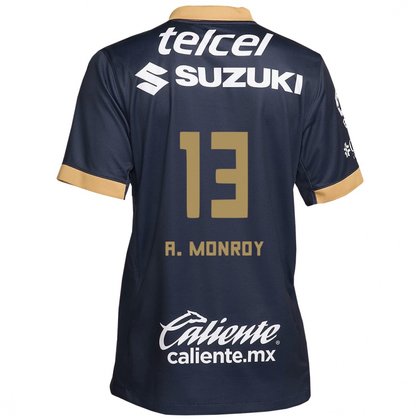 Enfant Football Maillot Pablo Monroy #13 Obsidienne Or Blanc Tenues Extérieur 2024/25