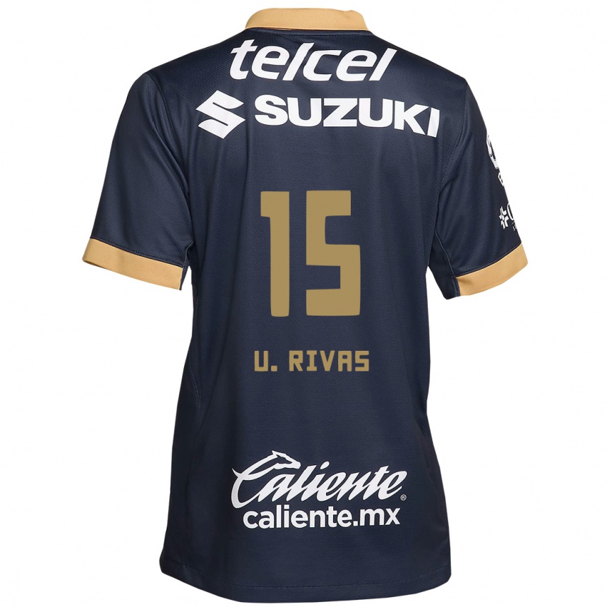 Enfant Football Maillot Ulises Rivas #15 Obsidienne Or Blanc Tenues Extérieur 2024/25