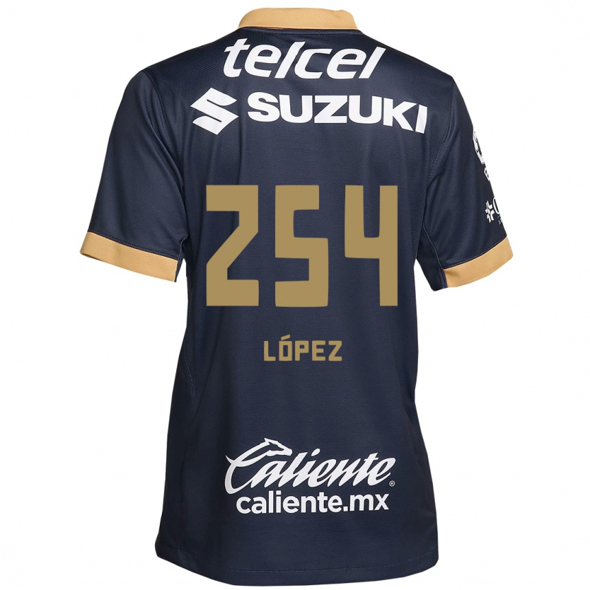 Enfant Football Maillot Santiago López #254 Obsidienne Or Blanc Tenues Extérieur 2024/25