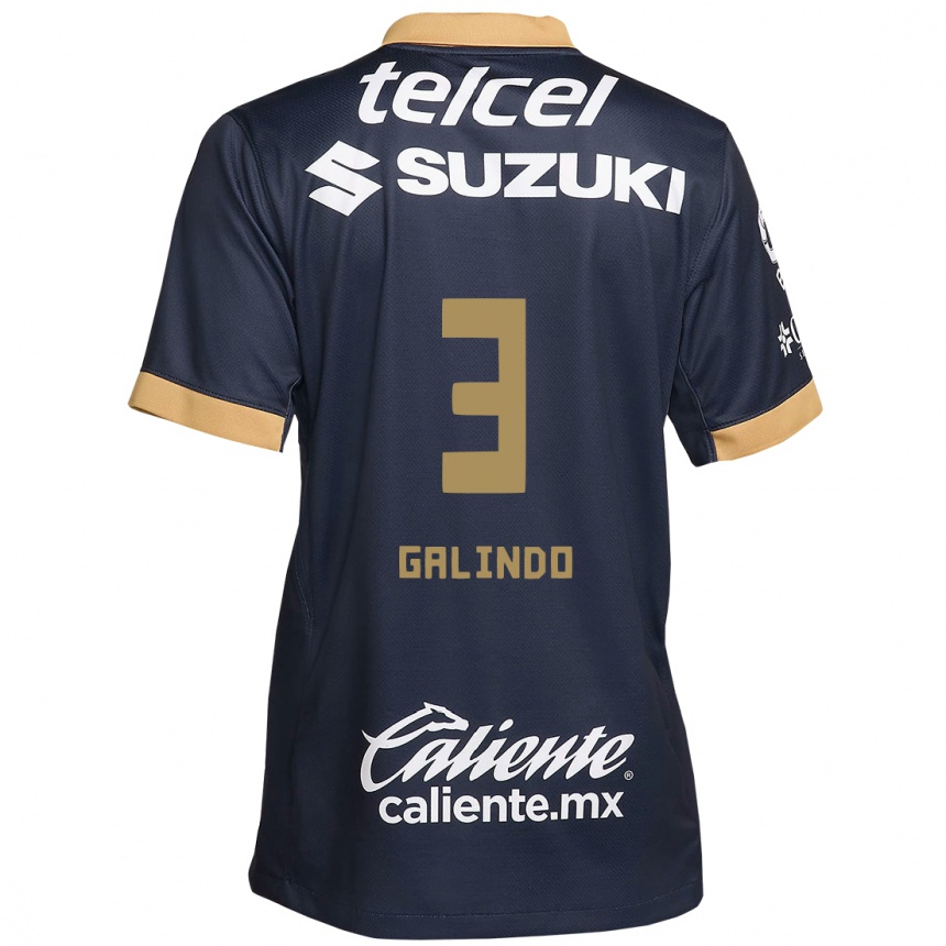 Enfant Football Maillot Ricardo Galindo #3 Obsidienne Or Blanc Tenues Extérieur 2024/25