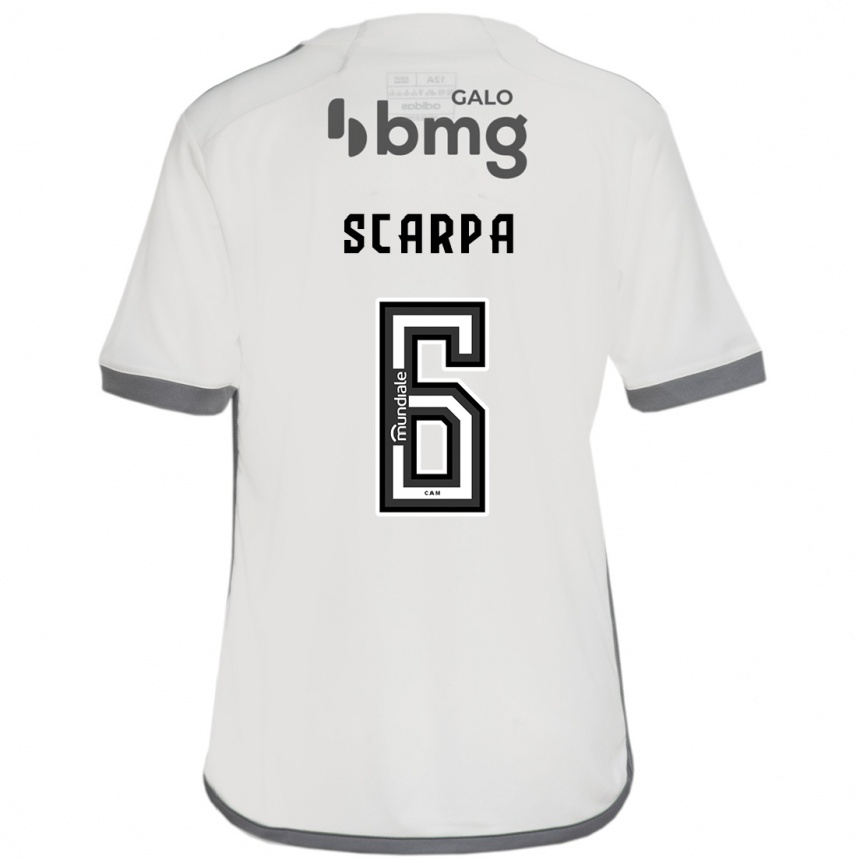 Enfant Football Maillot Gustavo Scarpa #6 Blanc Cassé Tenues Extérieur 2024/25