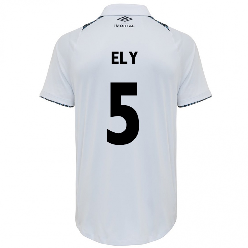 Enfant Football Maillot Rodrigo Ely #5 Blanc Bleu Tenues Extérieur 2024/25