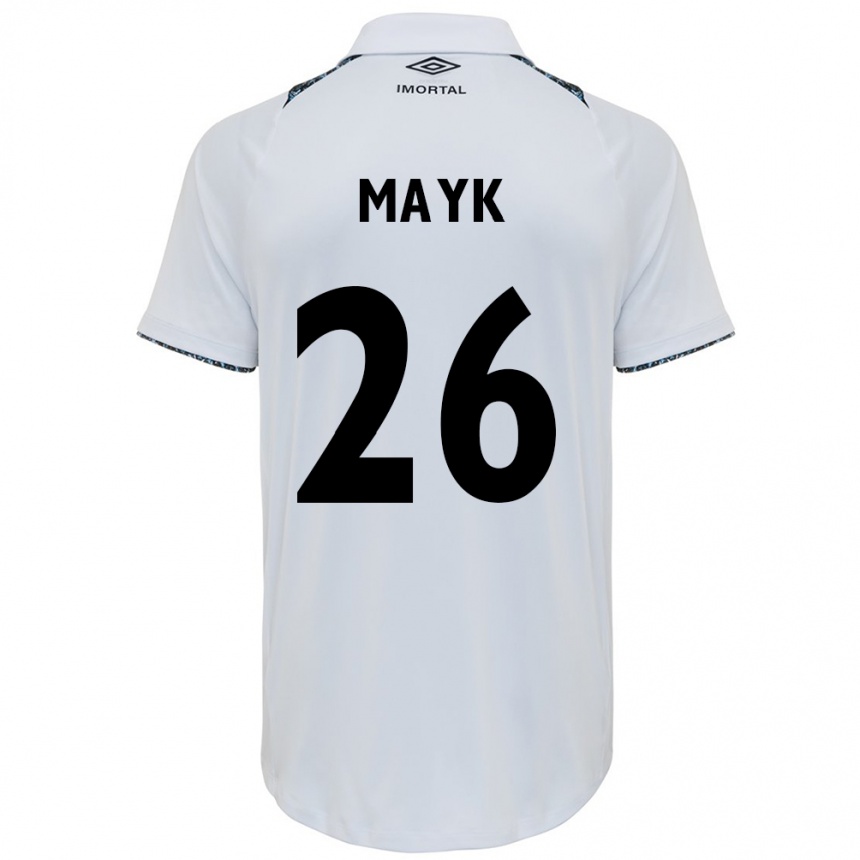 Enfant Football Maillot Mayk #26 Blanc Bleu Tenues Extérieur 2024/25