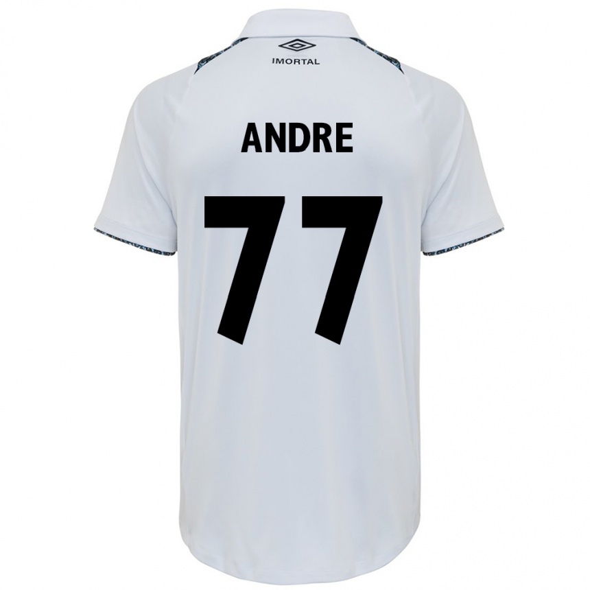 Enfant Football Maillot André #77 Blanc Bleu Tenues Extérieur 2024/25