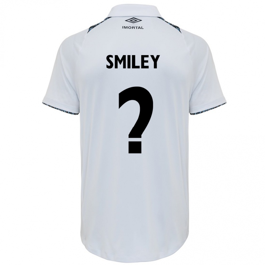 Enfant Football Maillot Smiley #0 Blanc Bleu Tenues Extérieur 2024/25